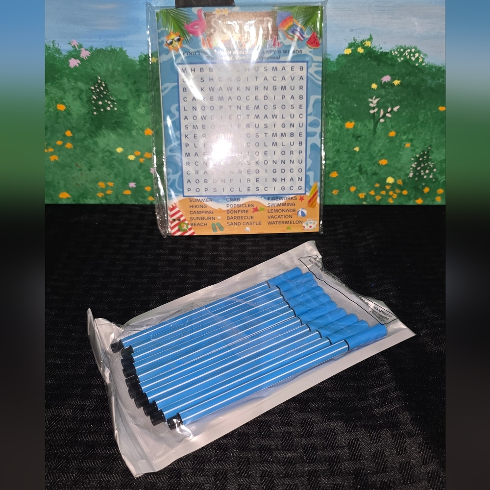 Blue and Black Party Favor Wordsearch Puzzles